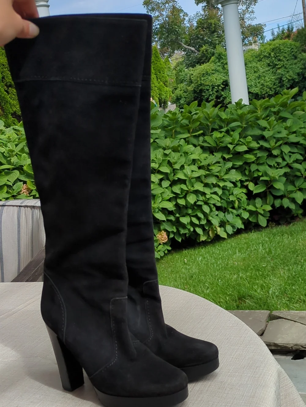 Michael Kors Black Suede High Heel Knee-High Boots